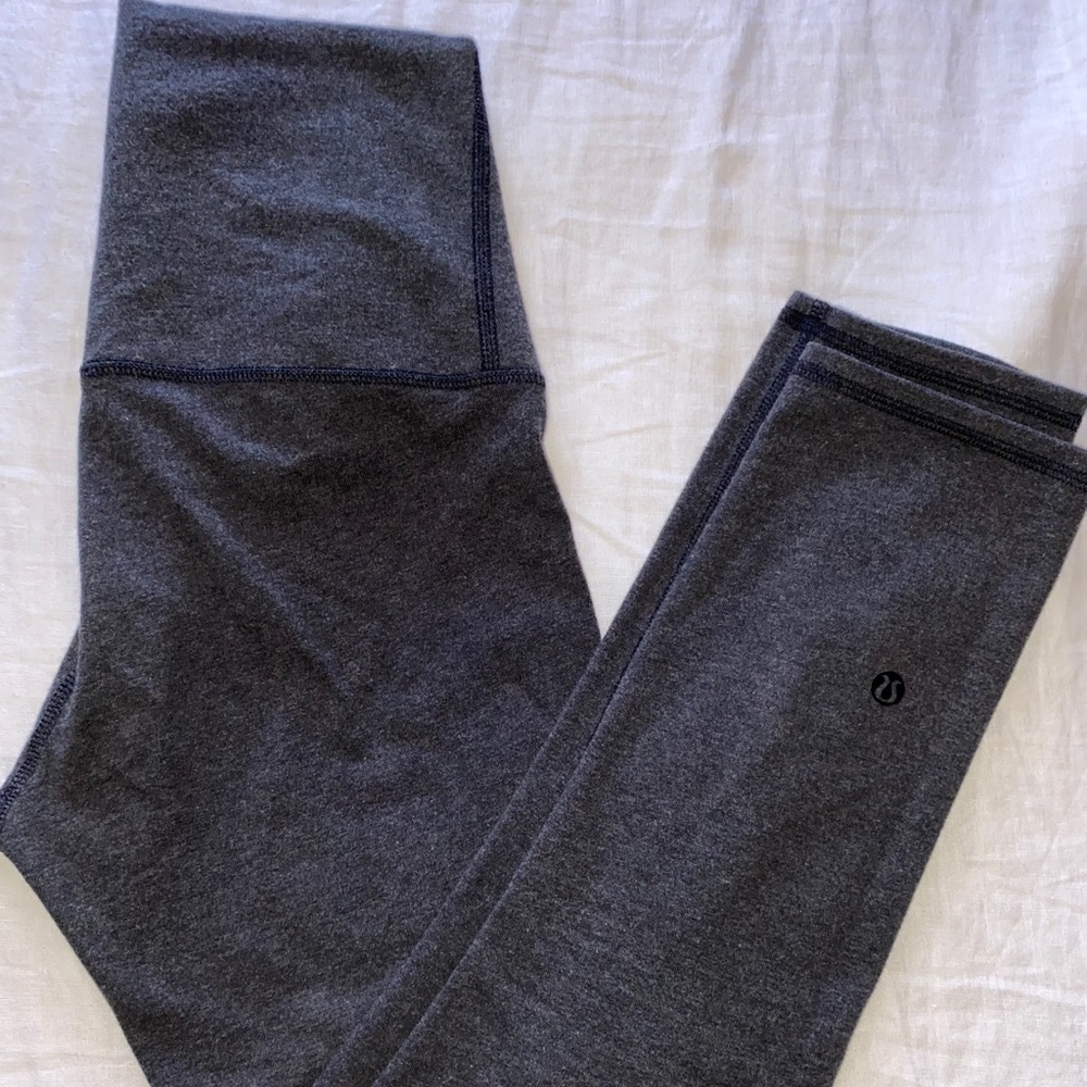 LULU LEMON Charcoal Cotton Blend High Waisted Crop